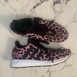 Women’s Adidas Swift Run Pink/Black Leopard Sneakers